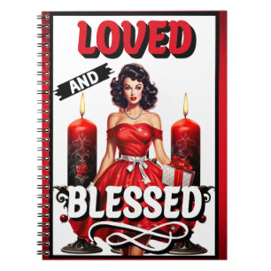Retro Geliefd en Gezegend Pin-up Notitieboek