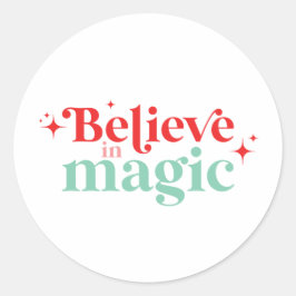 Retro geloof in magische kerst boho lettertype ronde sticker