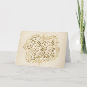 Retro geloof script Vrede op aarde kerstmis Feestdagen Kaart