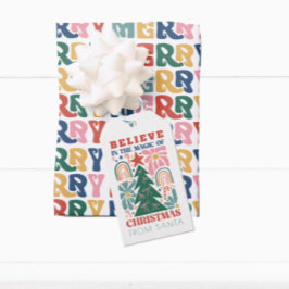 Retro Geloven In De Kerstman Magie Van Kerstmis Cadeaulabel