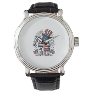 Retro Gelukkig 4 juli Patriottische Hoed Vector De Horloge