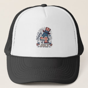 Retro Gelukkig 4 juli Patriottische Hoed Vector De Trucker Pet