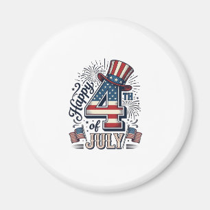 Retro Gelukkig 4 juli Patriottische Hoed Vector On Magneet