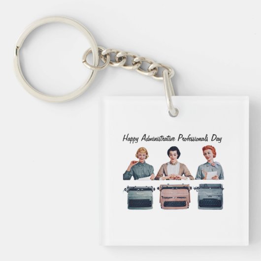 Retro Gelukkig Administratieve Professionals Dag Sleutelhanger (voorkant)