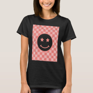 Retro Gelukkig Gezicht Geruite Patroon_2 T-shirt