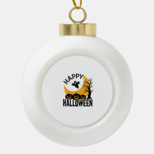 Retro Gelukkig Halloween Geest Pompoen Shirt Ontwe Keramische Bal Ornament