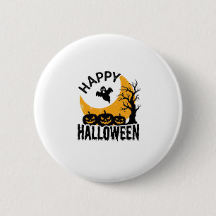 Retro Gelukkig Halloween Geest Pompoen Shirt Ontwe Ronde Button 5,7 Cm