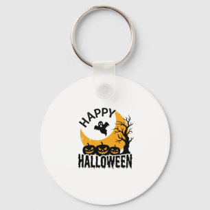 Retro Gelukkig Halloween Geest Pompoen Shirt Ontwe Sleutelhanger
