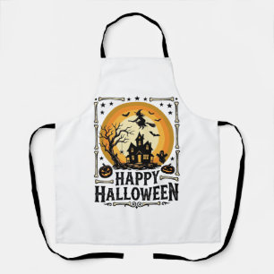 Retro Gelukkig Halloween Heks Maan Shirt Ontwerp_1 Schort