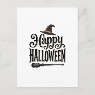Retro Gelukkig Halloween Heksenhoed Shirt Ontwerp_ Briefkaart