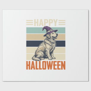 Retro Gelukkig Halloween Hond Heksenhoed Shirt Ont Cadeaupapier