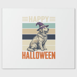 Retro Gelukkig Halloween Hond Heksenhoed Shirt Ont Cadeaupapier