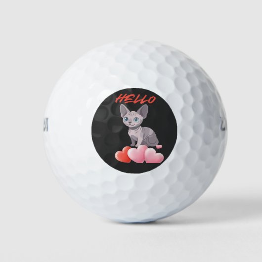 Retro Gelukkig Kat Citaat – Routine & Liefde Golfballen (Voorkant)