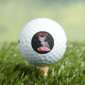 Retro Gelukkig Kat Citaat – Routine & Liefde Golfballen (Insitu Shirt)