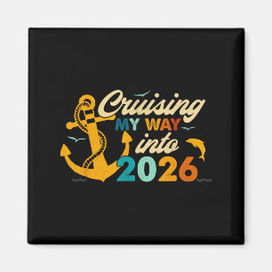 Retro Gelukkig Nieuwjaar 2026 Nye Disco Schattige Magneet