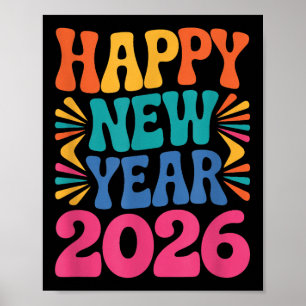 Retro Gelukkig Nieuwjaar 2026  Poster