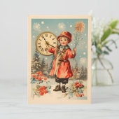 Retro Gelukkig Nieuwjaar Custom Feestdagenkaart (Staand voorkant)