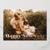 Retro Gelukkig Nieuwjaar Folie Feestdagenkaart (Voorkant)