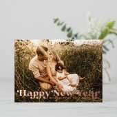 Retro Gelukkig Nieuwjaar Folie Feestdagenkaart (Staand Voorkant)