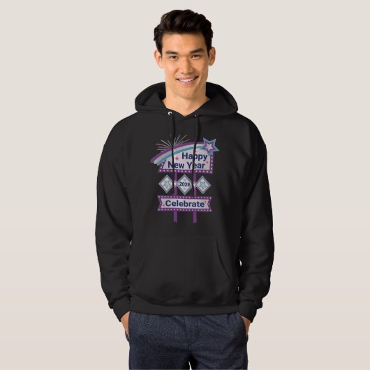 Retro Gelukkig Nieuwjaar Teken – Vieren Marquee Hoodie (Voorkant volledig)