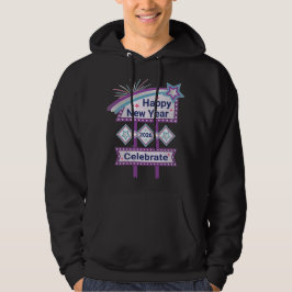 Retro Gelukkig Nieuwjaar Teken – Vieren Marquee Hoodie
