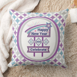 Retro Gelukkig Nieuwjaar Teken – Vieren Marquee Kussen