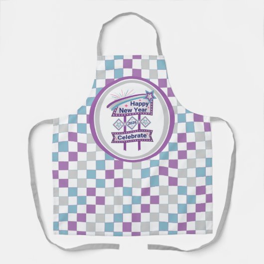 Retro Gelukkig Nieuwjaar Teken – Vieren Marquee Schort (Voorkant)