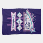 Retro Gelukkig Nieuwjaar Teken – Vieren Marquee Theedoek (Horizontaal)