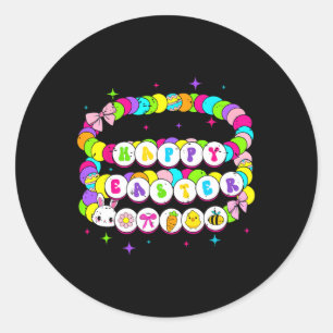 Retro Gelukkig Pasen Armband Konijn Lente Grappig Ronde Sticker