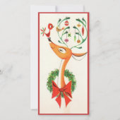 retro gelukkig rendier aangepaste kerst feestdagenkaart (Voorkant)