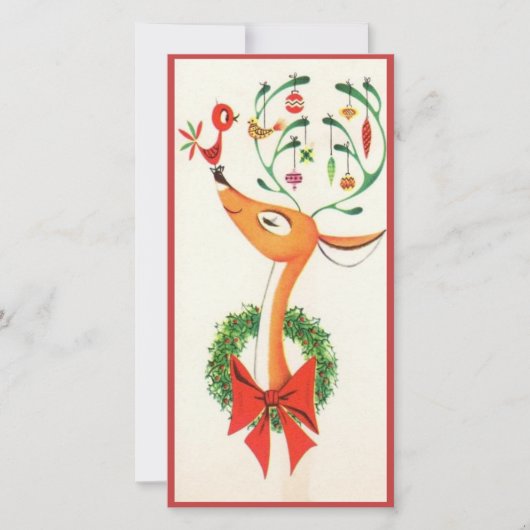 retro gelukkig rendier aangepaste kerst feestdagenkaart (Voorkant)