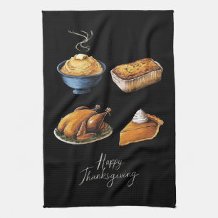 Retro Gelukkig Thanksgiving Herfst Pompoentaart Theedoek