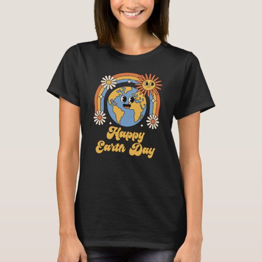 Retro Gelukkige Aarddag T-shirt (Voorkant)