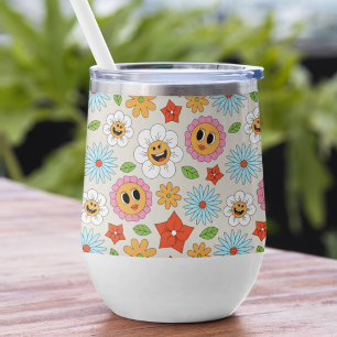 Retro Gelukkige Bloem Kleurrijk Groovy Cadeau