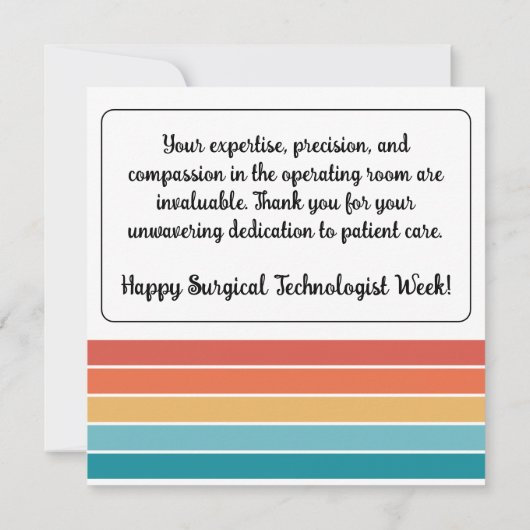 Retro Gelukkige Chirurgische Techweek Bedankkaart (Achterkant)
