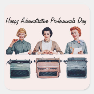 Retro Gelukkige Dag voor Administratieve Professio Vierkante Sticker