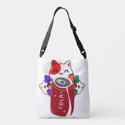 retro gelukkige drie katten met cola crossbody tas (Achterkant)