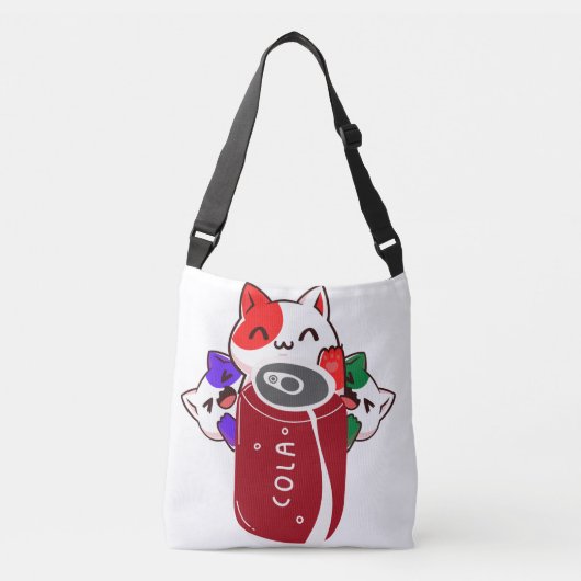 retro gelukkige drie katten met cola crossbody tas (Voorkant)