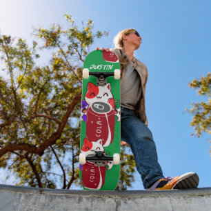 retro gelukkige drie katten met cola persoonlijk skateboard