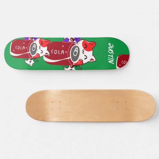retro gelukkige drie katten met cola persoonlijk skateboard (Horizontaal)