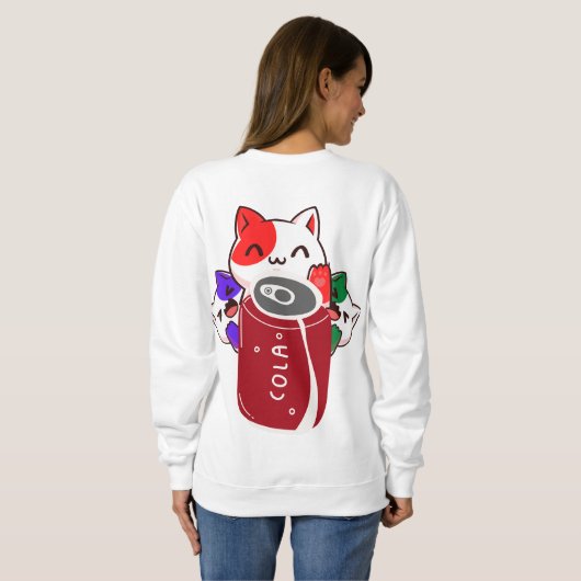 retro gelukkige drie katten met cola trui (Achterkant volledig)