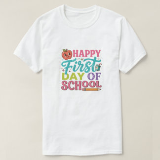 Retro Gelukkige Eerste Dag Van School Schattige Ap T-shirt