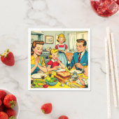 Retro Gelukkige Familie Strips Servet (Insitu)