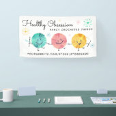 Retro gelukkige garenballen gehaakte haken ambacht spandoek (Beurs)