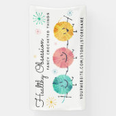 Retro gelukkige garenballen gehaakte haken ambacht spandoek (Verticaal)