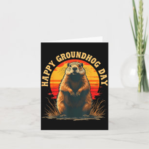 Retro Gelukkige Groundhog-dag 2025 Grappige Woodch Kaart