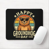 Retro Gelukkige Groundhog Dag Cool Ground Hog Dag Muismat (Met muis)