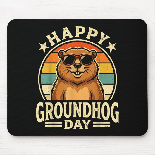 Retro Gelukkige Groundhog Dag Cool Ground Hog Dag Muismat (Voorkant)