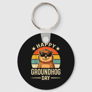 Retro Gelukkige Groundhog Day Cool Ground Hog Day Sleutelhanger