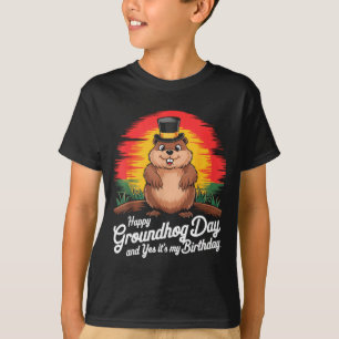 Retro Gelukkige Groundhogdag Ja Het Is Mijn Verjaa T-shirt